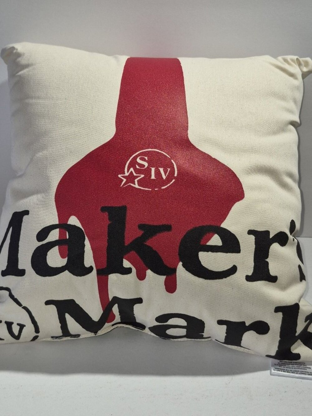 Maker's Mark Throw Pillow 14" x 14" Square Whiskey Advertising Promo Red Black